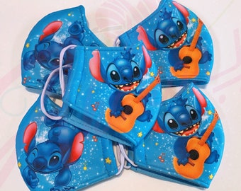 Stitch Kid Face Mask - Cartoon Face Mask - Washable Children Kids Face Mask - Breathable - 3 layers - 5yo to 10yo  - Fast Shipping USA