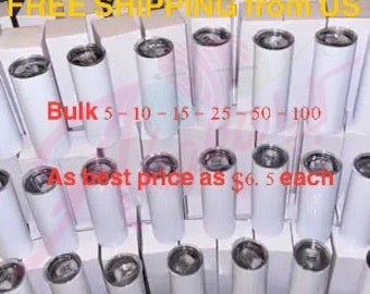 Bulk 20oz Straight Glitter White Sublimation Tumblers | Wholesale Straight White Tumblers | Sub Blanks | Fast US Shipping - Free Shipping