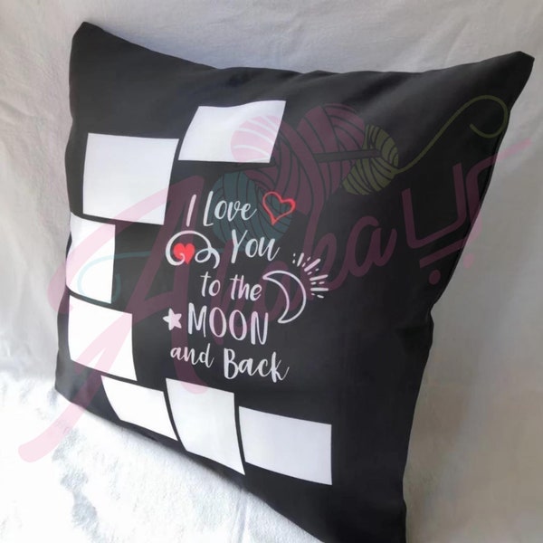 Sublimation Pillow Cases - Sublimation Pillow Cover - I love You To The Moon - Sublimation Blanks - 16x16 inches - 7 Panels - Fast Ship USA