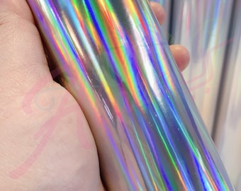 Silver Matte Holographic Vinyl for Cricut, Silhouette, Cutters | Permanent Adhesive Vinyl | Decal | 1x5 ft roll | Fast Shipping USA