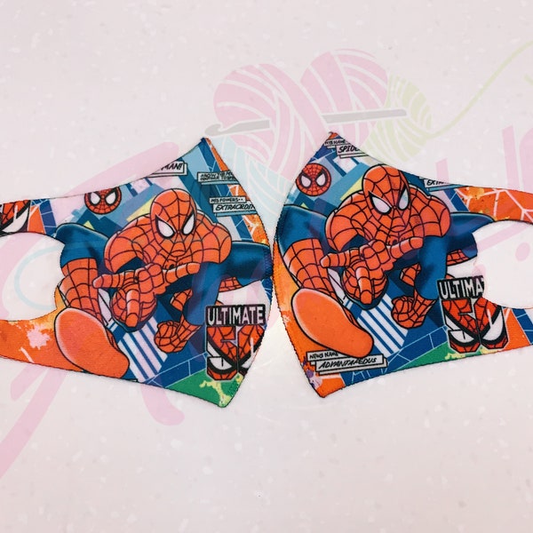 Marvel Spider-Man Kids Face Mask - Washable, 100% Cotton, With Nose Wire, Made In USA