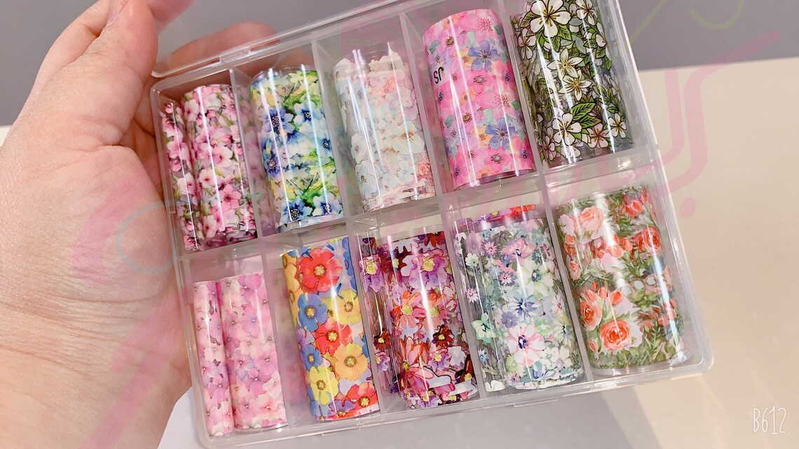 Flower Nail Foil Transfer Sticker Nail Art Stickers Tips | Etsy