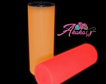 20oz STRAIGHT Glow In The Dark SUBLIMATION Tumblers | Blank Sublimation Tumblers | White - Orange Glow In Dark | Quality | Fast Shipping USA