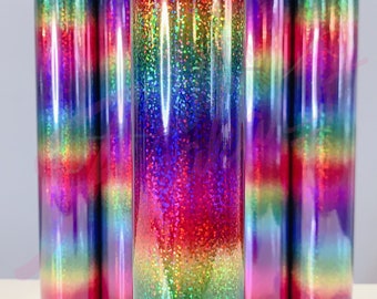 Glitter Rainbow Holographic Vinyl for Cricut, Silhouette, Cutters | Permanent Adhesive Vinyl | Decal | 1x5 ft roll | Fast Shipping USA