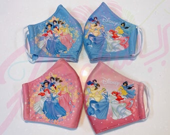 Disney Princess Kid Face Mask - Washable Children Kids Face Mask - Breathable - 3 layers - Fast Shipping