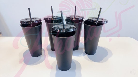 7 Pack Tumblers with Lids 24oz Transparent Plastic Cups with Lids