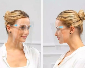Face Shield Clear Glasses Protector - Prevention Face Shield - Clear Safety Full Face Shield Protection Visor With Plastic Film And Glasses