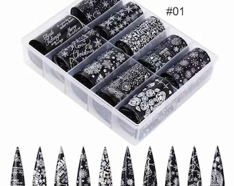 AkakaUS - Nail Foil Transfer Sticker | Christmas Nail Art Stickers Tips Wraps Foil Transfer Adhesive Glitters Acrylic DIY Decoration