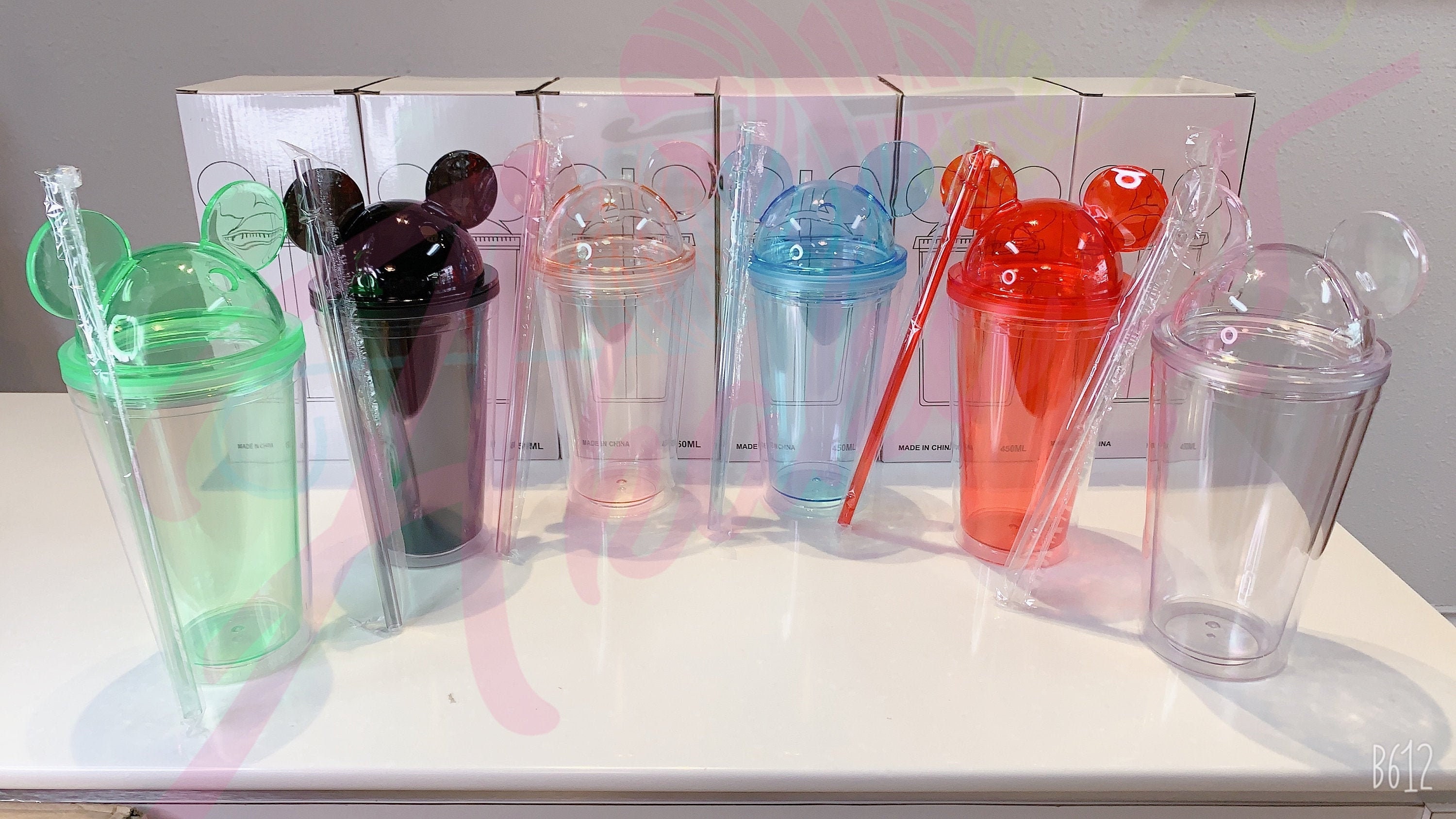16oz Mickey Mouse Double Walled Transparent Plastic Reusable Cups