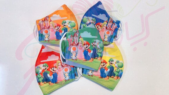 Mario & Luigi Kid Face Mask - Washable Children Kids Face Mask - Breathable - 3 layers - 5 to 12 yo - Fast Shipping USA