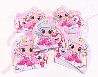 Princess + Unicorn Kid Face Mask - Washable Children Kids Face Mask - Breathable - Reuseable - 3 layers - Fast Shipping USA - 8yo & up