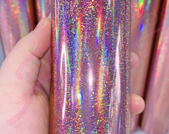 Pink Holographic Shimmer Vinyl for Cricut, Silhouette, Cutters | Permanent Adhesive Vinyl | Decal | 1x5 ft roll | Fast Shipping USA