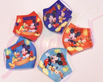 Mickey Mouse Kid Face Mask - Washable Children Kids Face Mask - Breathable - 3 layers - 5yo to 12yo -Fast Shipping USA