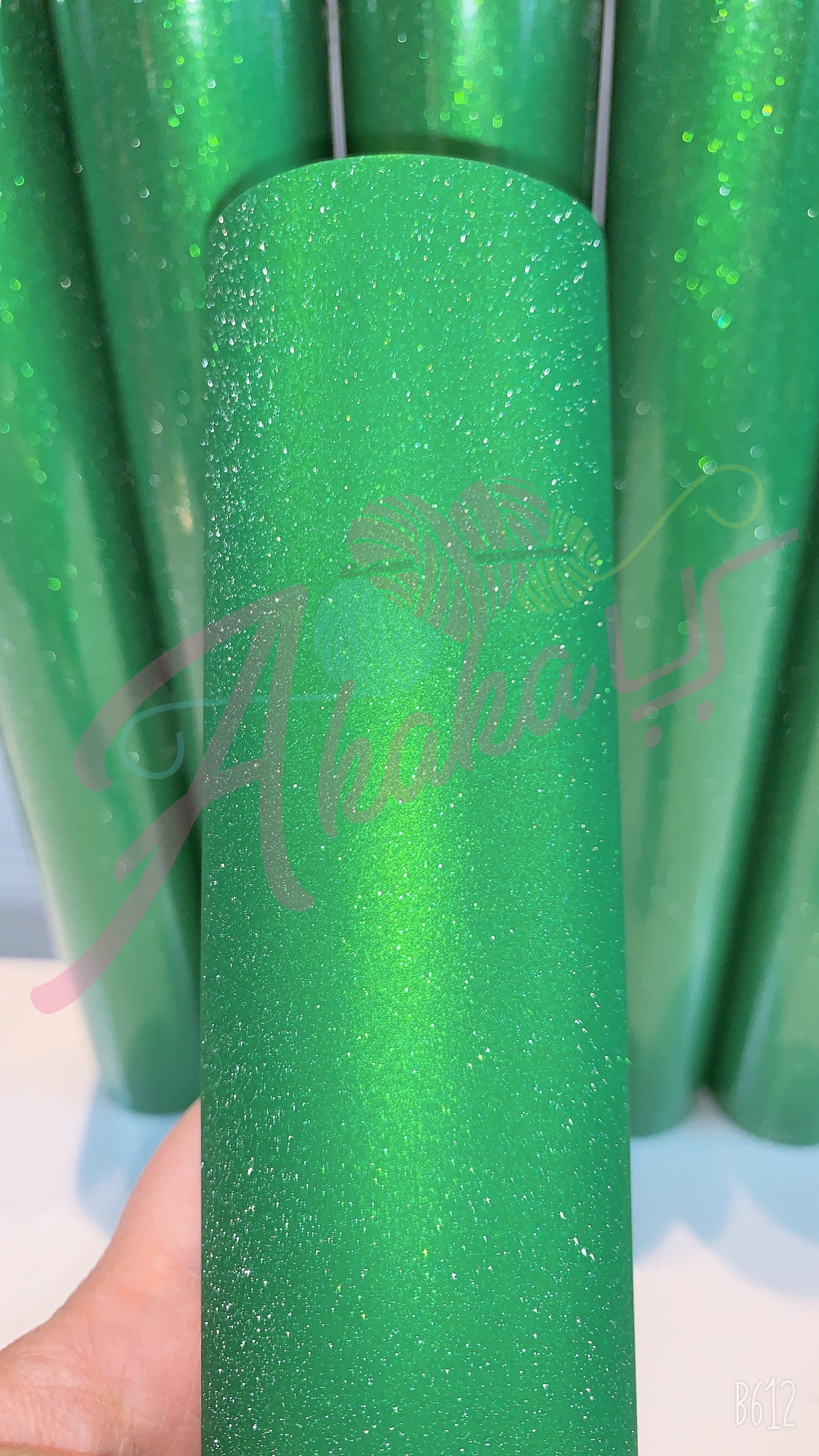 Vinyle Pailleté Vert Brillant - Rouleau 30 X 100 Cm - Adhésif Permanent - Pour DIY, Découpe, Décorations