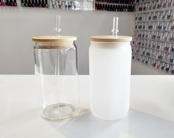 12oz Sublimation Glass Tumbler (Clear or Frosted) | Glass Jar | Glass Can | Sublimation Blanks | FAST SHIP USA