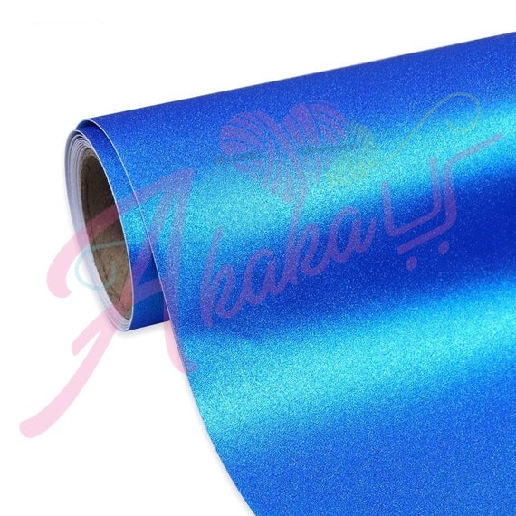 Blue Glitter Vinyl for Any Cutters Glitter Vinyl Permanent Adhesive Vinyl  Glitter Decal 1x5 Ft Roll Fast Shipping USA 