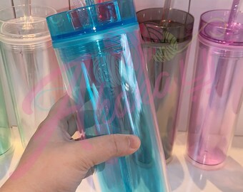 22oz Double Walled Clear Transparent Plastic Reusable Cups | Acrylic Skinny  Tumbler With Straw and Lid | Blank Tumblers | Fast Shipping USA - Etsy