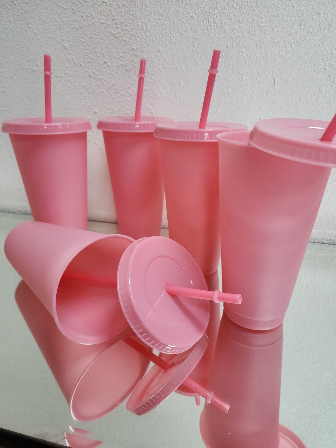 24oz Pink Cup | 24oz Pink Pastel Tumbler | Blank Pink Cup | W Lids & Straws  | Reusable Cold Cup | Pack of 5 | Fast Ship USA - Etsy