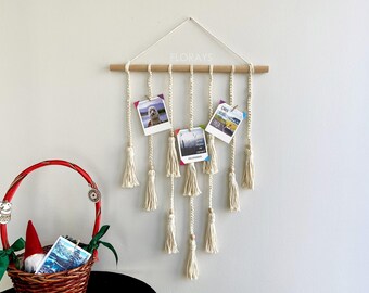 Makramee-Fotodisplay: Galeriewandkunst mit LED-Leuchten