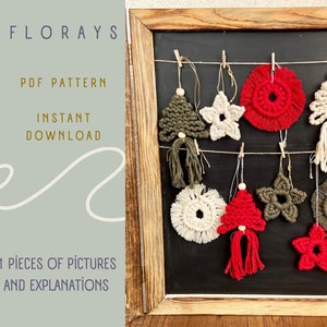 Macrame Christmas Ornaments Set, Xmas PDF Pattern, Macrame Christmas Set PDF, Macrame Beginner PDF Tutorials, Handmade Christmas Tree Set