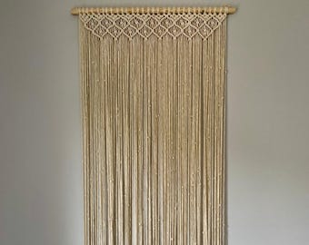 Cortina de macramé, decoración bohemia, cenefa personalizada para dormitorio o puerta, cortina de macramé bohemia, colgante de pared de macramé
