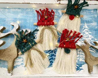 Macrame Santa Gnome Christmas Ornament: Boho Tree Decoration