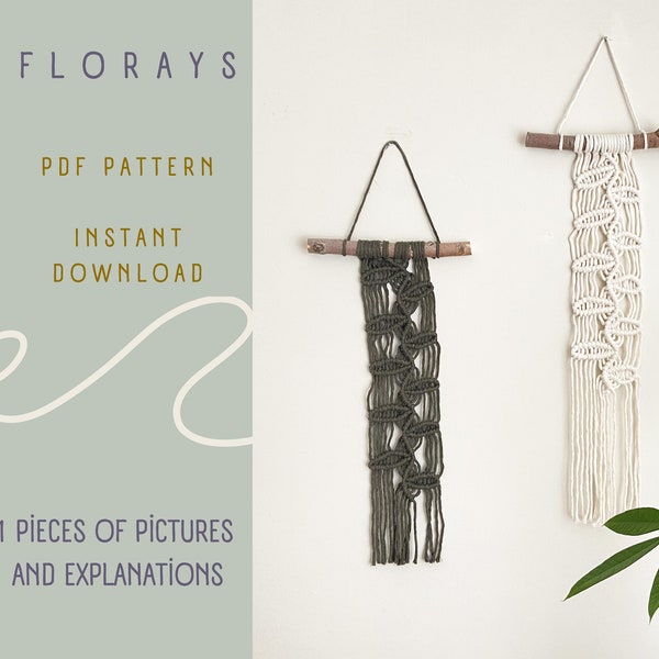 Macrame Pattern, DIY Macrame Tutorial Crafts Patterns Bohemian Wall Leaves Nursery Decor  Leaf Wall Hanging Kit For Beginner,Home Decor DIY