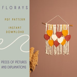 Easy Macrame Pattern PDF, Macrame Feather PDF Pattern, Pattern Beginners, Bohemian Wall Decor, Macrame Leaves, DIY Leaf Macrame,