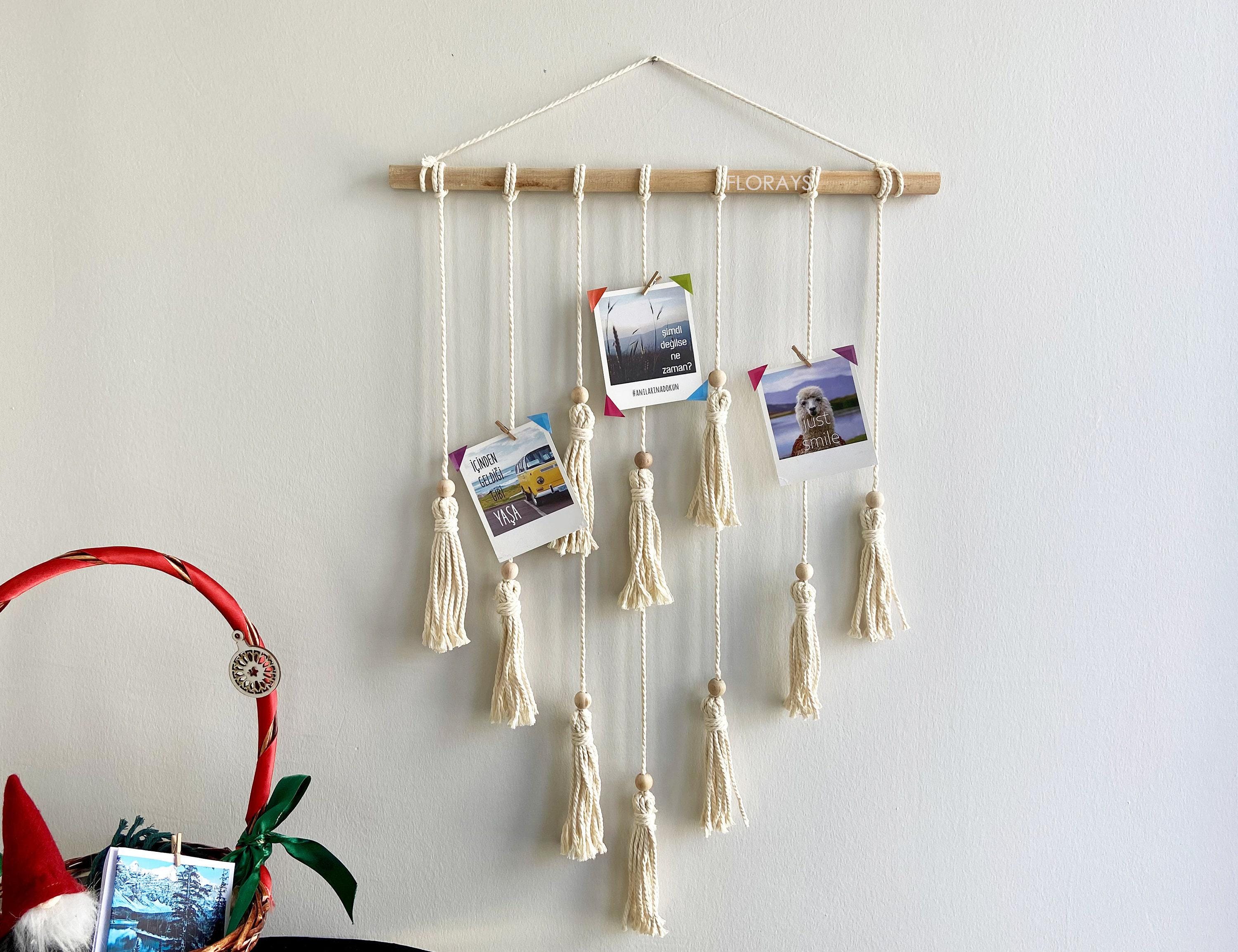 Macrame Photo Display: Boho Picture Collage, Hand Woven Wall Hanging - Etsy