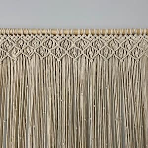 Cortina de macramé hecha a mano: estilo bohemio para colgar en la ventana, panel de algodón natural