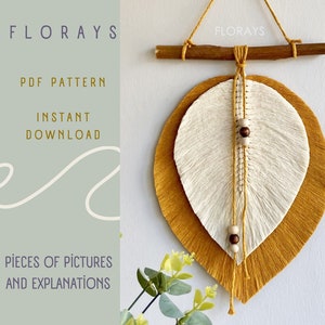 PDF Tutorial of Macrame Leaf Wall Decor Tutorial,Macrame Feather PDF Pattern,Step by Step DIY Macrame Feather Pattern,Tutorial For Beginners