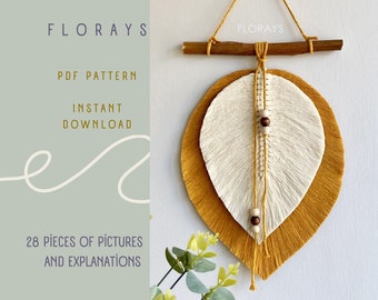 Macrame Leaf Wall Decor Tutorial: DIY Feather Pattern (PDF)