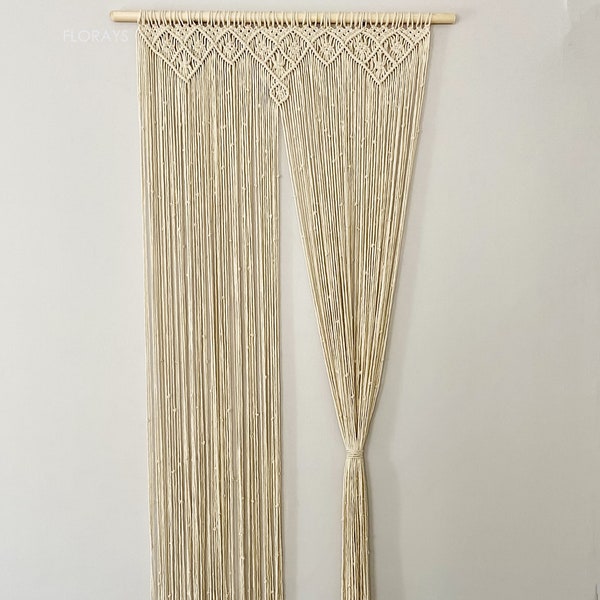 Rideau en macramé pour porte ou fenêtre, rideau en macramé fait main, rideau en macramé, paravent en macramé fait main, décoration tissée, rideau art bohème