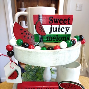 Watermelon wooden tiered tray decor