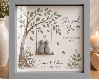 Engagement gift for couple / Personalised pebble art engagement gift/ Personalised Engagement pebble picture / Congratulations on engagement