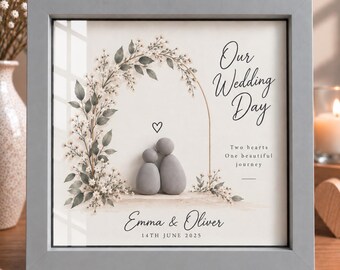Wedding gift for couple / Personalised pebble art wedding gift/ Personalised wedding pebble picture / Custom Mr & Mrs gift