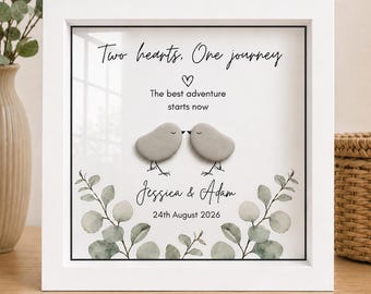 Engagement gift for couple / Personalised pebble art engagement gift/ Personalised Engagement pebble picture / Congratulations on engagement