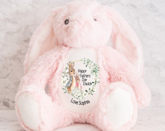 FIRST FATHERS DAY, Fathers Day Gift, Personalised First Fathers Day Rabbit, Flopsy, Gifts for Daddy, Baby Boy, Baby Girl, Bunny Rabbit