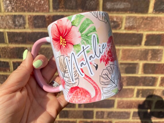 PERSONALISED FLAMINGO MUG | Flamingo Name Cup | House Warming Gift | New Home Gift | Retirement Gift | Personalised Coffee Mug | Tea Cup