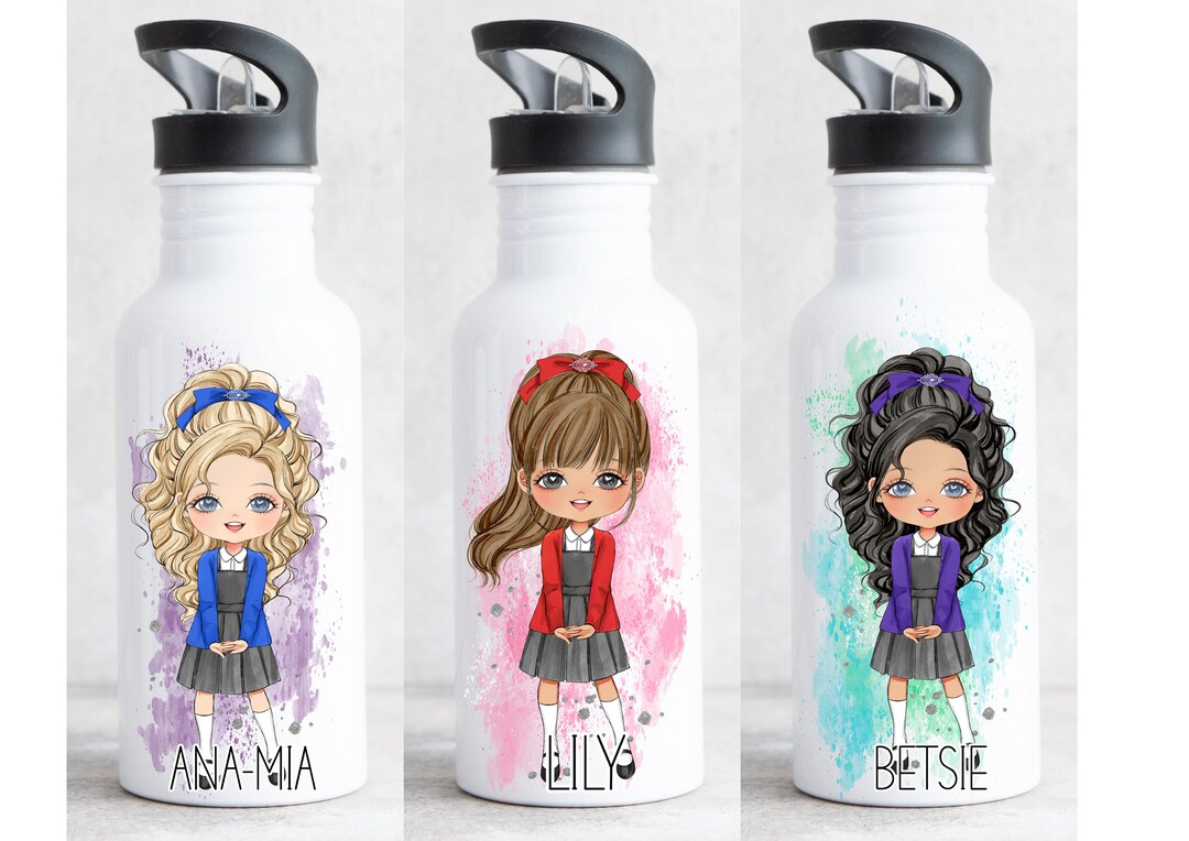 PERSONALISED GIRLS BOTTLE Back to School Water Bottle Personalised ...
