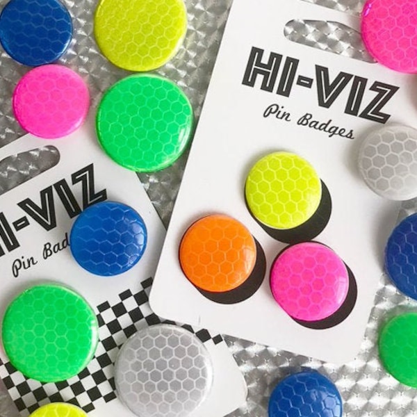 Reflector Pin Badge - High Visibility Pin Badges - Hi Vis Pin - Bike Reflector - Cycle Safety - Neon Badges - - - - -  2 Pack (32mm)