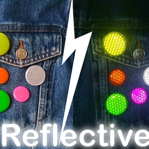 Reflective Button Badge - High Visibility Pin Badges - Hi Vis Pin - Reflective Safety Badges - Bike Reflector - Neon Badges -  3 Pack (25mm)