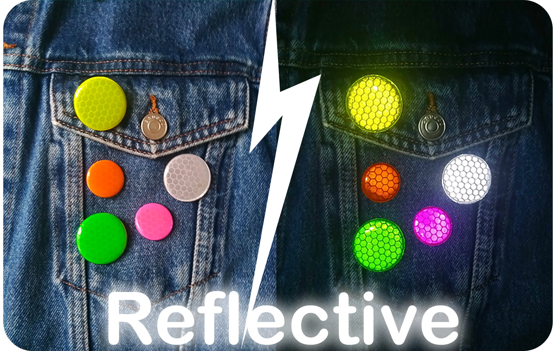 Reflective Button Badge High Visibility Pin Badges Hi Vis Pin Reflective Safety Badges Cycle Safety Neon Badges 2 Pack 32mmuk eu Etsy UK
