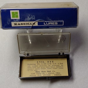 SELDOM SEEN Lure Boxes: Kassnar PL-616, Boss Bait Evil Eye, Older Than Vintage