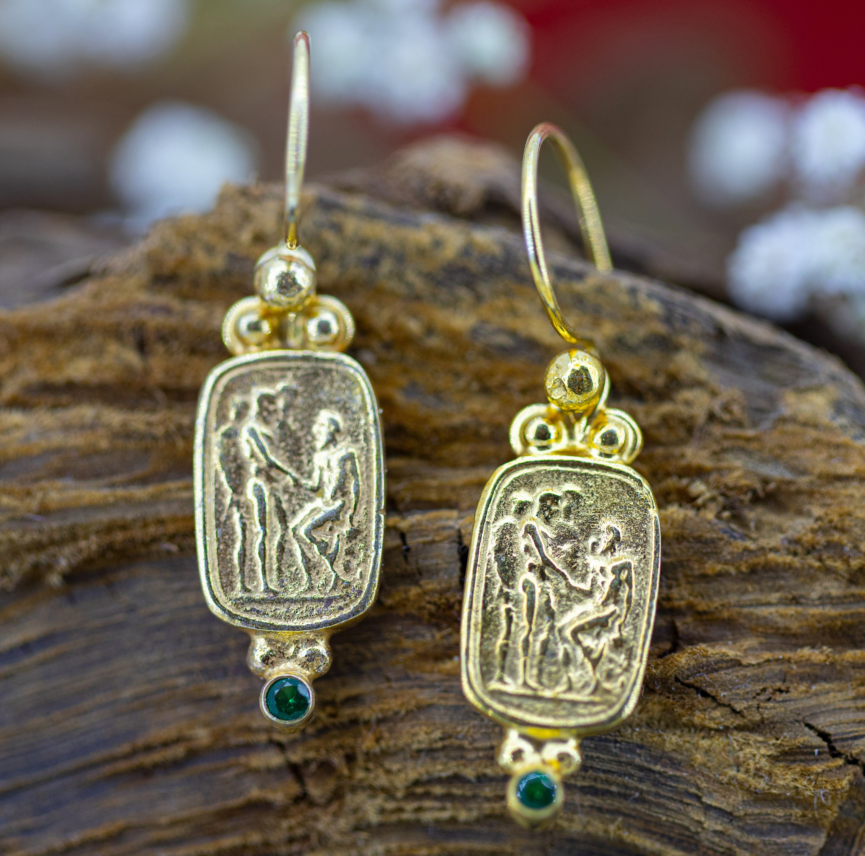 Roman Coin Earrings Roman People Dangle Coin Earrings 24K Gold Etsy