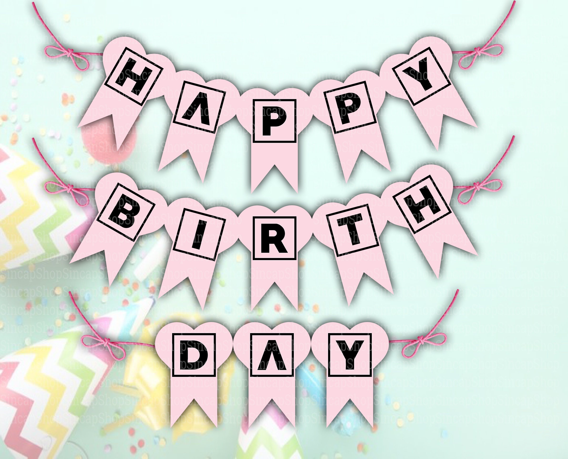 blackpink printables heart alphabet party banner svg happy etsy