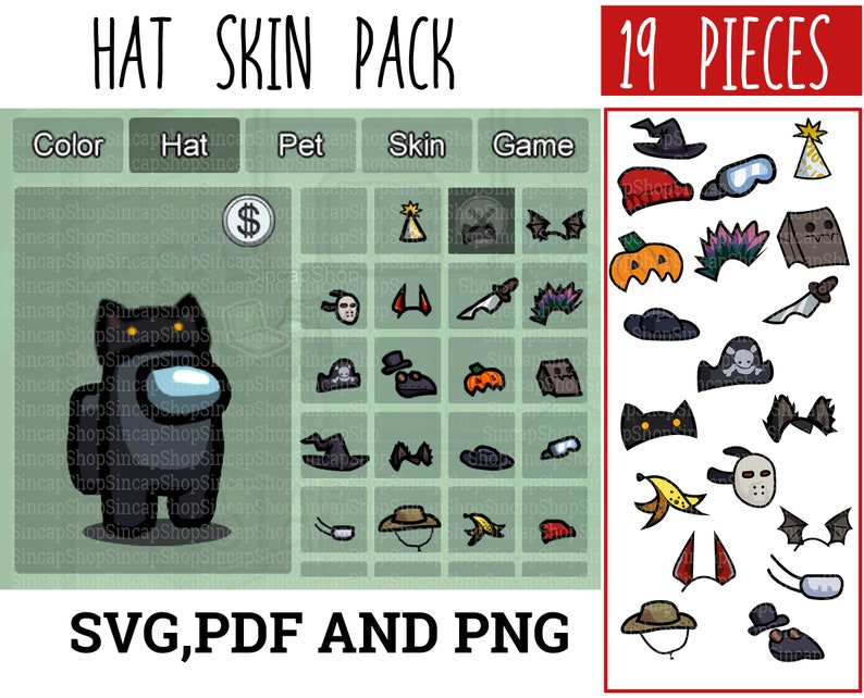19 Pieces Among Us Hat Skins Among Us Skins Pack 1 Among ...