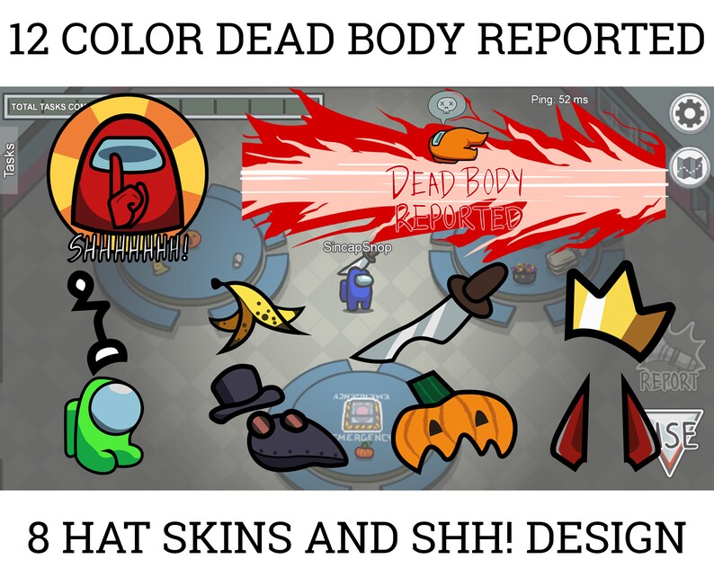 Download Among Us Hat Skins Among Us Dead Body Reported Vector ...