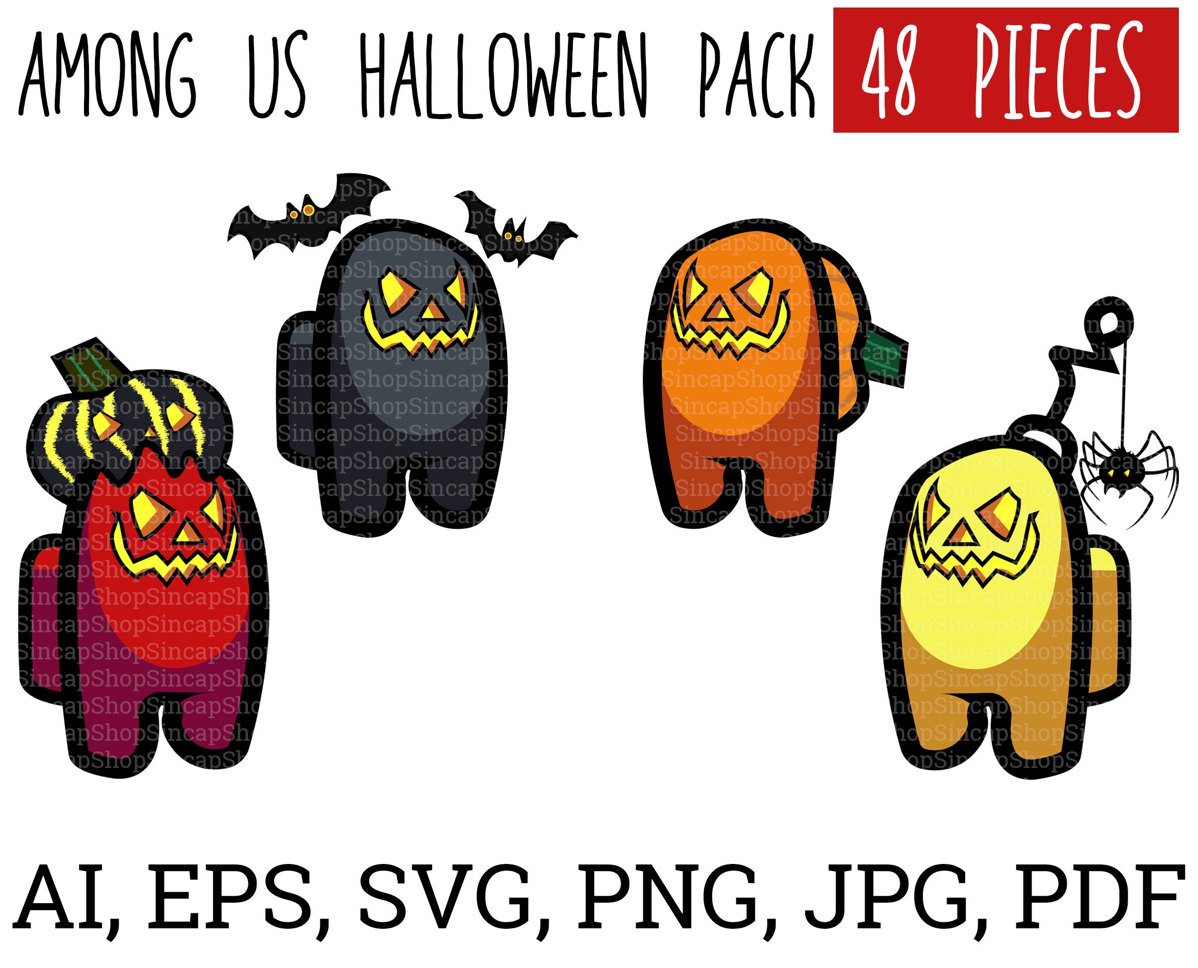 Among Us Halloween Edition Pack Among Us Svg Pack Among Us Etsy