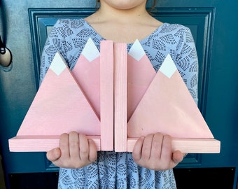 Handmade Mountain Bookends: Woodland Nursery Decor